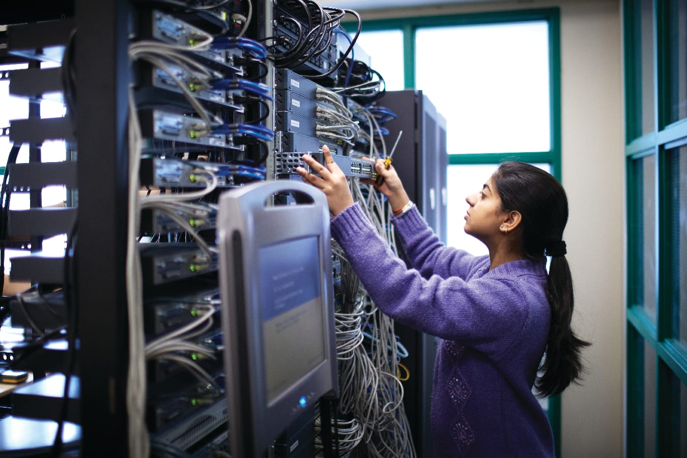 Computer technologies student in work placement.