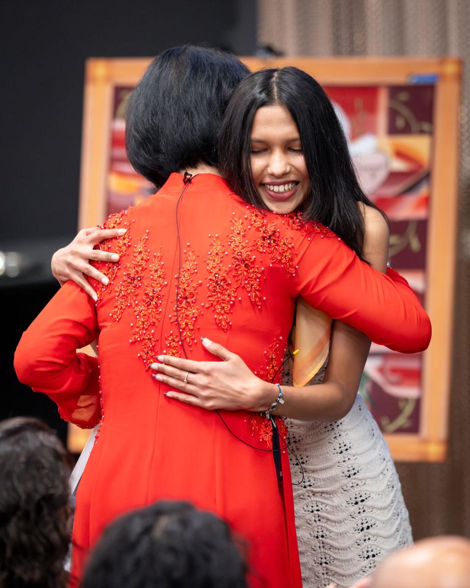 Kim Phuc Phan Thi with GBC graduate Pooja Patel